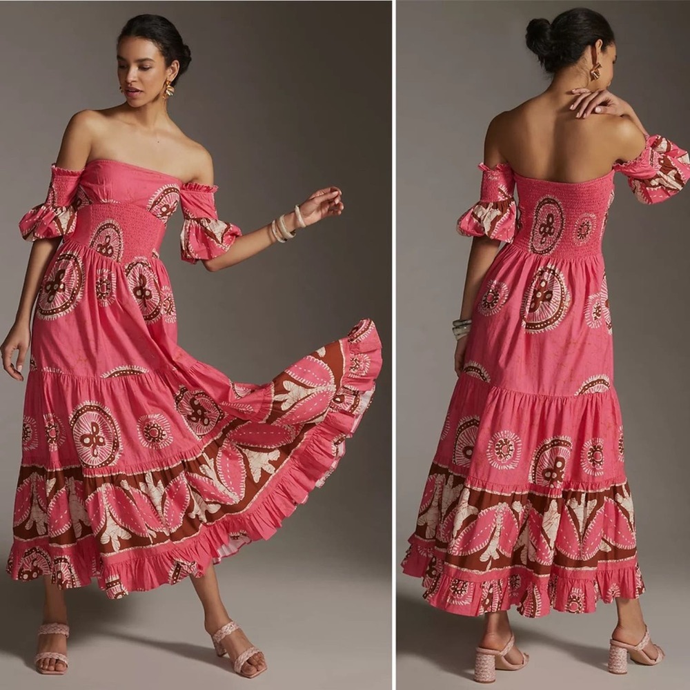 Anthropologie Love The Label Zola Paisley Off-The-Shoulder Maxi Dress Size XS